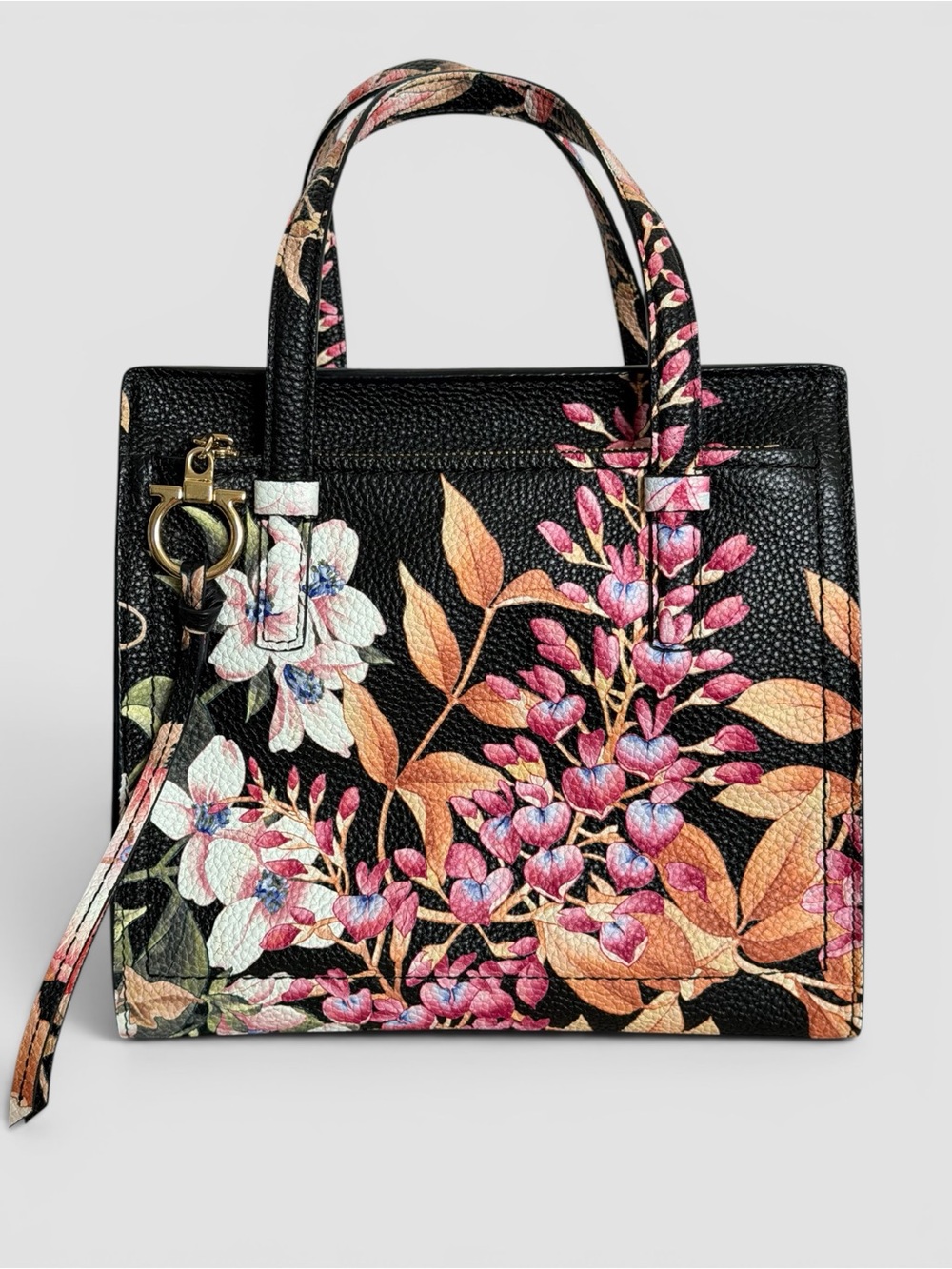 Salvatore Ferragamo Floral Print Leather Small Tote Bag - Picture 2 of 16